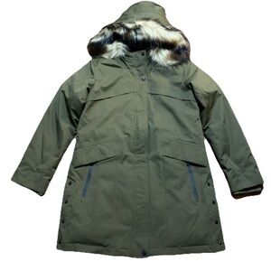 Martha Stewart Fur Trim Hooded Parka Jacket Sz M True Olive NWT